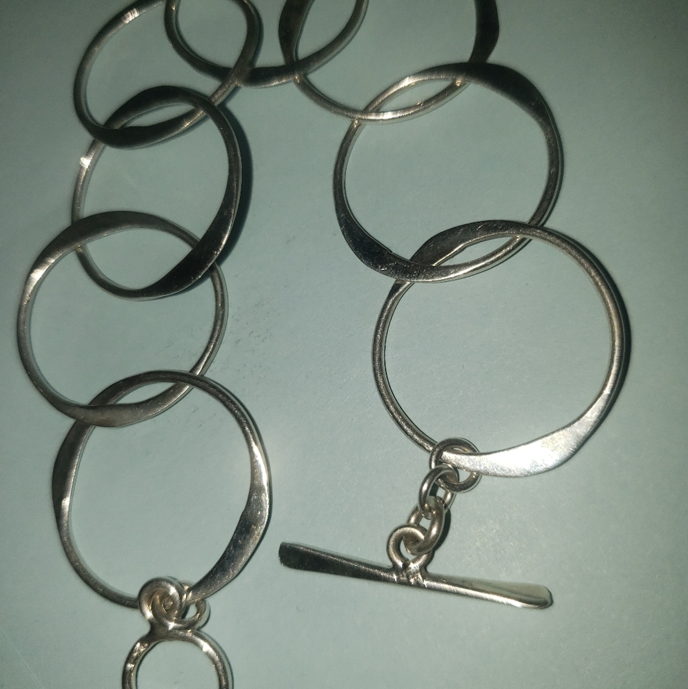 925 Sterling Silver Circle Bracelet 7.5 Inch